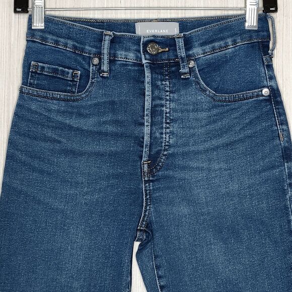 Everlane High Rise Slim Straight Cigarette Jean Blue Denim Button Fly Women's 26 - Picture 2 of 10